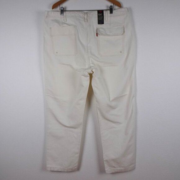 Levi's Utility Pants Jeans Men's 42x32 Off White Ivory Denim Tapered Pockets - Picture 4 of 12